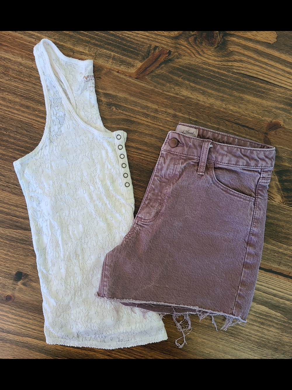 Universal Thread White Lace Tank and Mauve Denim Skirt